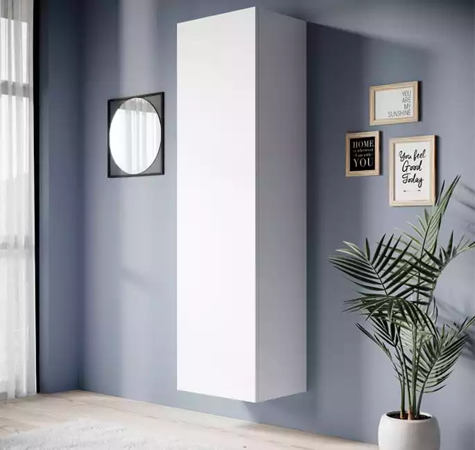 Armoire mural modèle Eliot (40x165cm) couleur blanc mate
