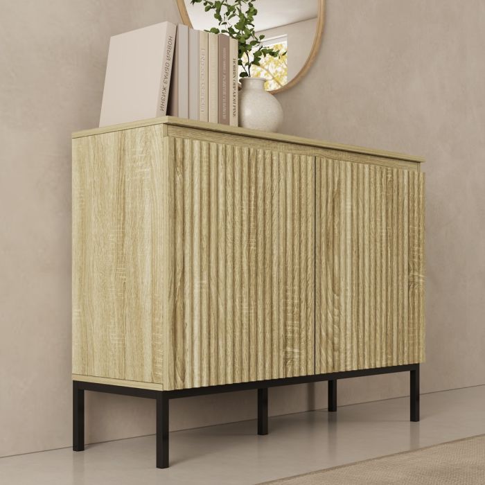 Buffet cannelé modèle Logan 2 portes couleur Sonoma
