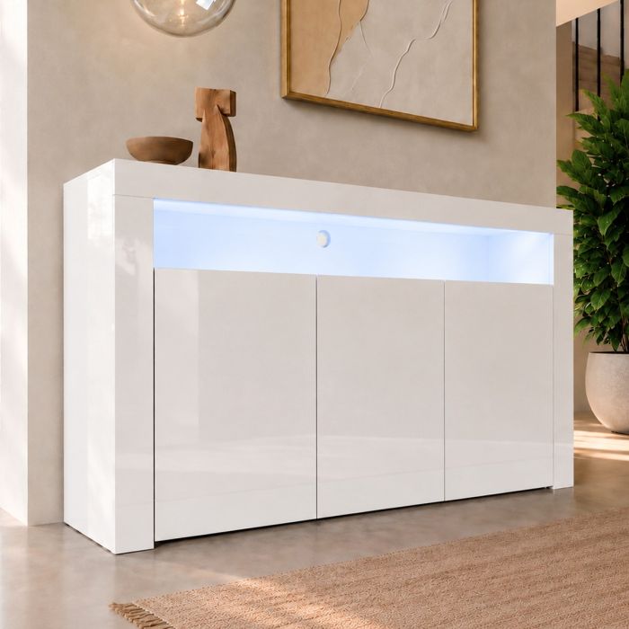 Buffet Salon modèle Aker couleur blanc brillant