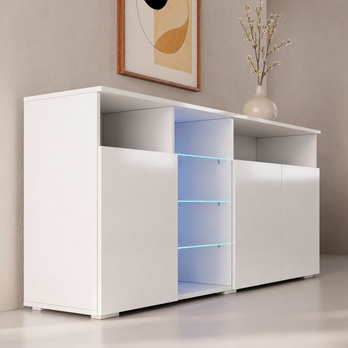Buffet Salon modèle Clark couleur blanc brillant