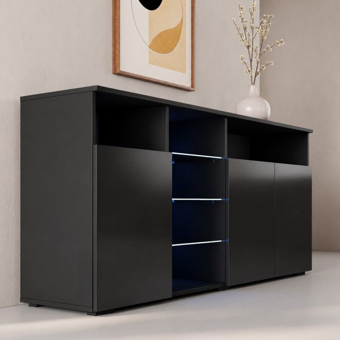 Buffet Salon modèle Clark couleur noir brillant