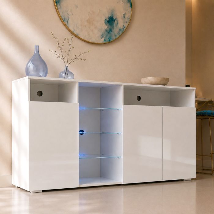 Buffet Salon modèle Clark L couleur blanc brillant