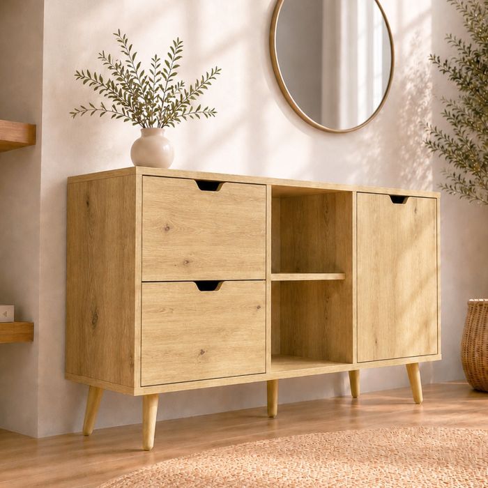 Buffet Salon modèle Leo couleur Chêne Eos