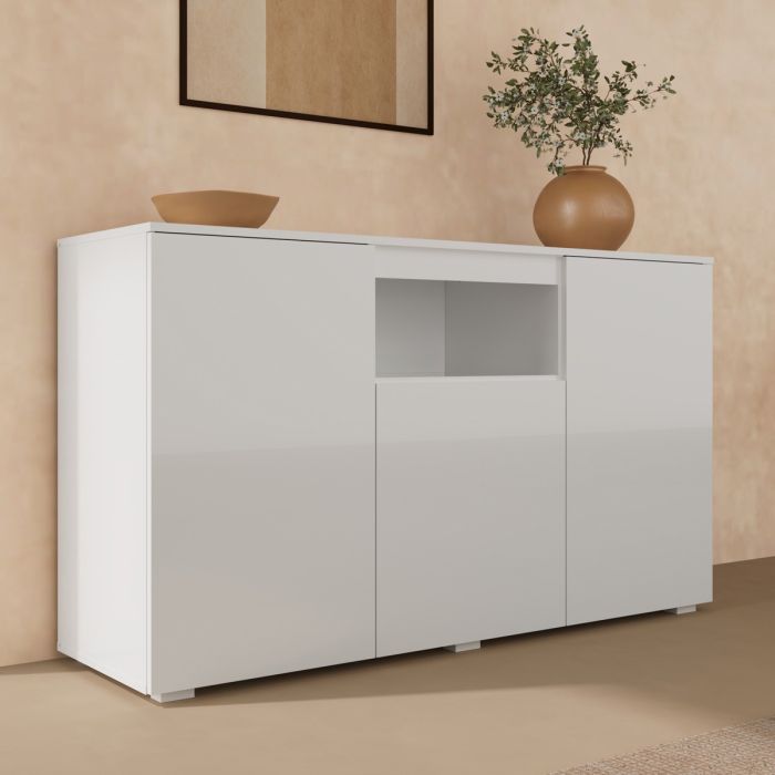 Buffet Salon modèle Nevada couleur blanc brillant