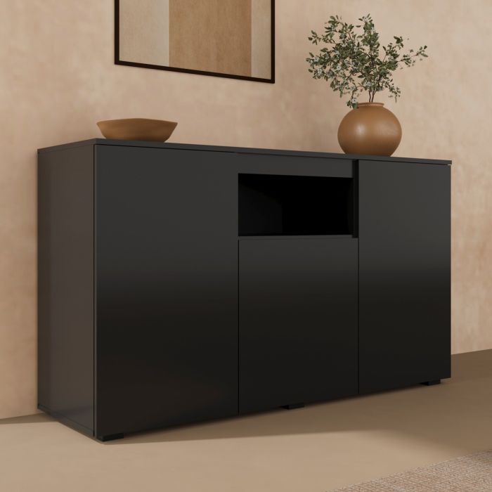 Buffet Salon modèle Nevada couleur noir brillant