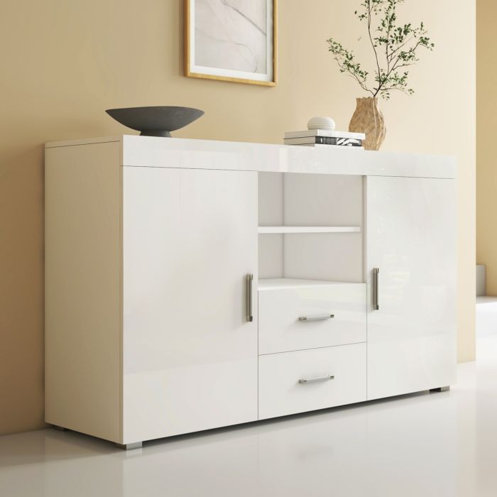 Buffet Salon modèle Roque couleur blanc brillant