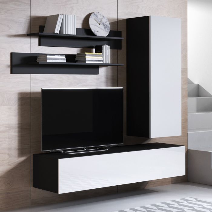 Combinaison de meubles Luke 4D noir et blanc (1,6m)