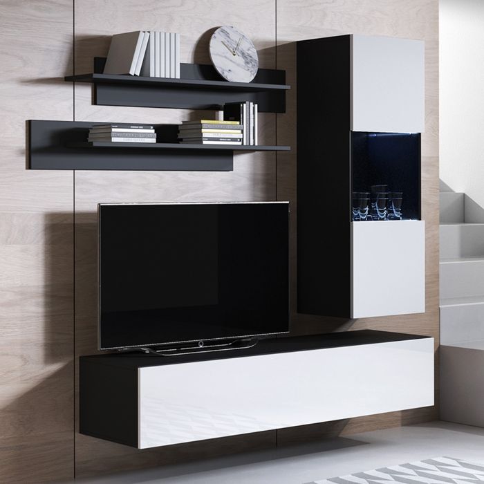 Combinaison de meubles Luke 6D noir et blanc (1,6m)