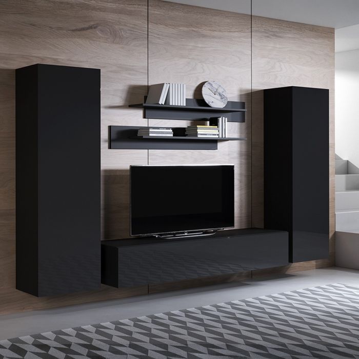 Combinaison de meubles Luke 7B noir (2,6m)
