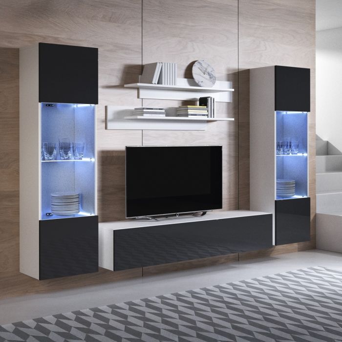 Combinaison de meubles Luke 9C blanc et noir (2,6m)