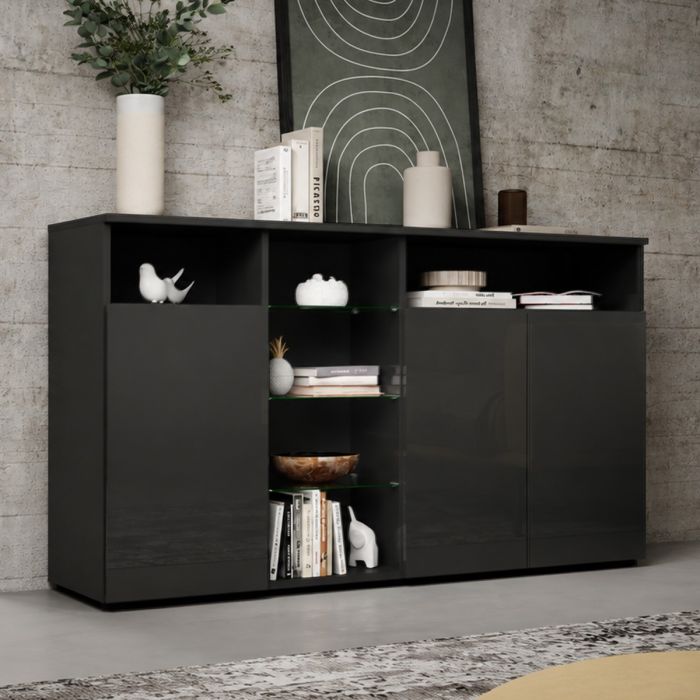 Buffet Salon modèle Clark L couleur noir brillant