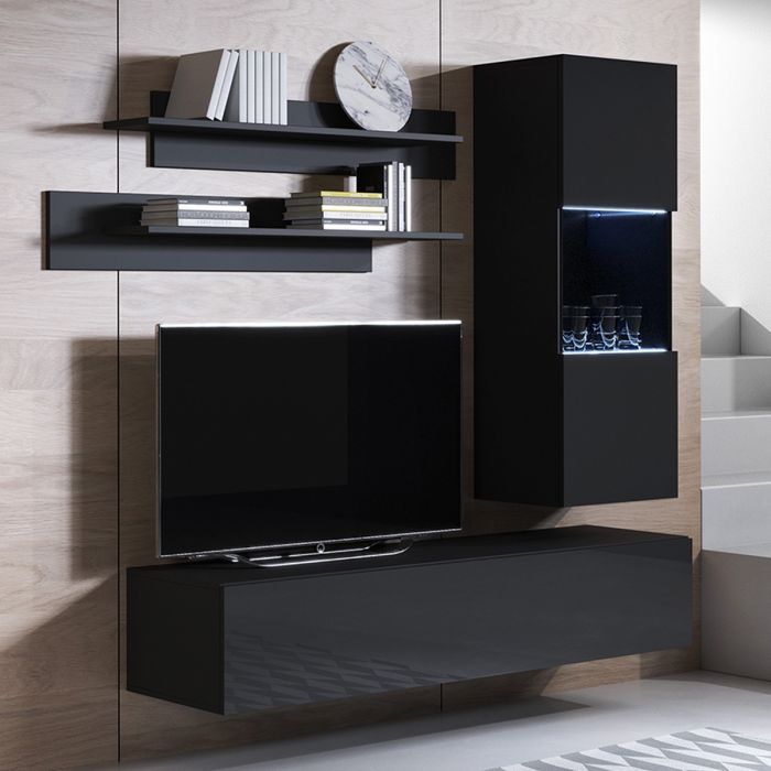 Combinaison de meubles Luke 6B noir (1,6m)