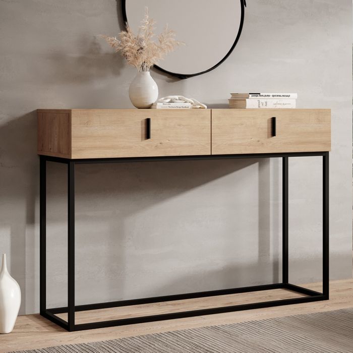 Meuble d'entrée Aron (120 cm) en couleur Chêne Eos