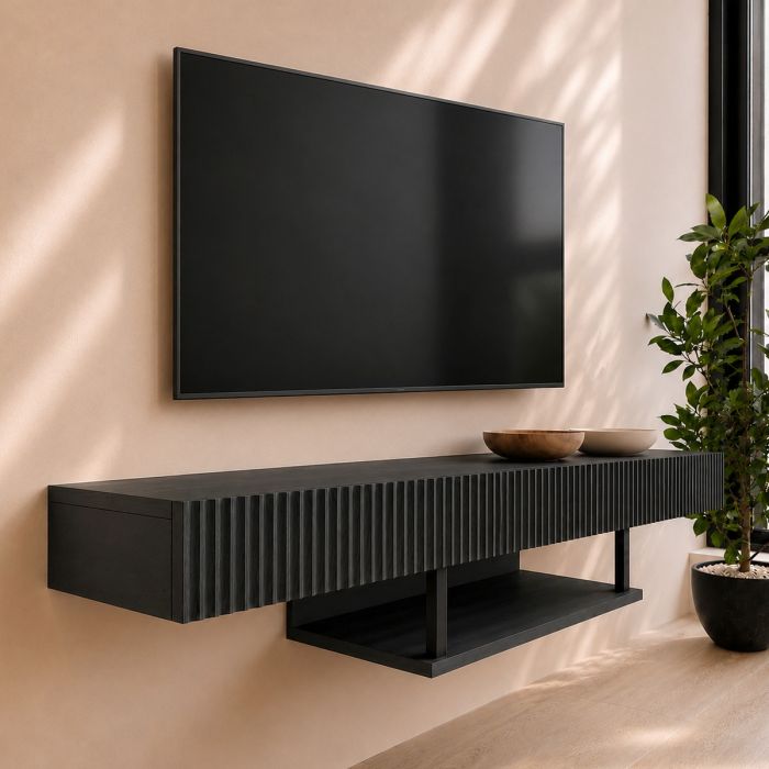 Meuble TV couleur noire 150cm Renzo