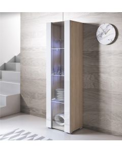 Vitrina modelo Luke V5 (40x167cm) color sonoma y blanco con patas estándar 