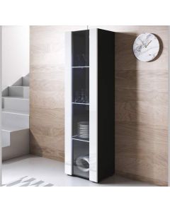 Vitrine modèle Luke V5 (40x167cm) couleur noir et blanc avec pieds standard