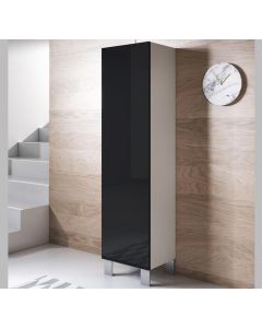 Armoire mural modèle Luke V4 (40x177cm) couleur blanc et noir avec pieds en aluminium