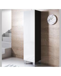 Armoire mural modèle Luke V4 (40x177cm) couleur noir et blanc avec pieds en aluminium