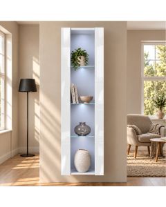 Vitrine murale modèle Nora V5 (40x170cm) couleur blanche