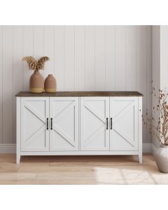 Buffet couleur Blanc et Chêne Rustic 140 cm Olivia