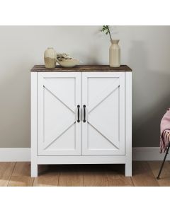 Buffet couleur Blanc et Chêne Rustic 80 cm Olivia