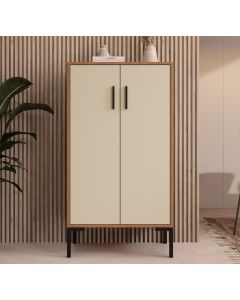 Buffet bas couleur Noyer Ambar et Beige 110,5 cm Lander L17