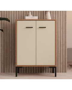 Buffet bas couleur Noyer Ambar et Beige 84 cm Lander L15