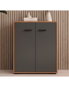 Buffet bas couleur Noyer Ambar et Gris 71 cm Lander L2