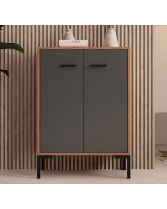 Buffet bas couleur Noyer Ambar et Gris 84 cm Lander L15