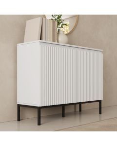 Buffet cannelé modèle Logan 2 portes couleur Blanc