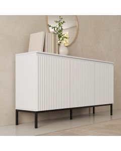 Buffet cannelé modèle Logan 3 portes couleur Blanc