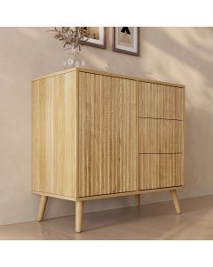 Buffet Cannelé Renzo M - 1 Porte et Tiroirs - Chêne Alba