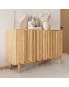 Buffet couleur Chêne Alba 120 cm avec portes cannelées Renzo