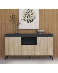 buffet-salon-kai-couleur-noir-et-sonoma-mate-130-cm
