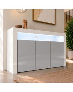 Buffet Salon modèle Aker couleur blanc et gris brillant