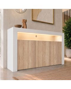 Buffet Salon modèle Aker couleur blanc et sonoma mat