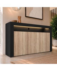 Buffet Salon modèle Aker couleur noir et sonoma mat