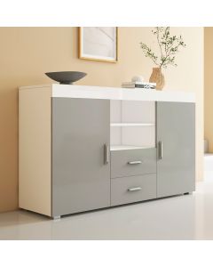 Buffet Salon modèle Roque couleur blanc et gris brillant