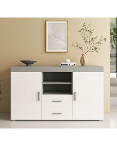 Buffet Salon modèle Roque couleur gris et blanc brillant