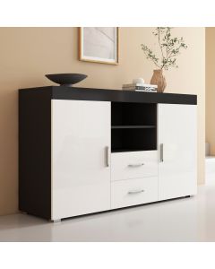 Buffet Salon modèle Roque couleur noir et blanc brillant