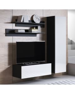Combinaison de meubles Luke 1D noir et blanc (1,6m)