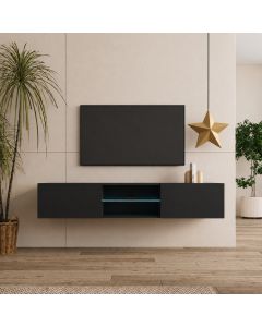 Meuble TV modèle Tibi (160 cm) noir brillant