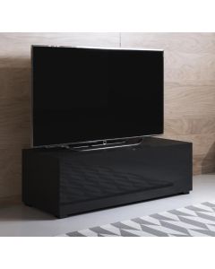 Meuble TV modèle Luke H1 (100x32cm) couleur noir brillant avec pieds standard