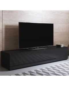 Meuble TV modèle Luke H2 (160x32cm) couleur noir brillant avec pieds standard