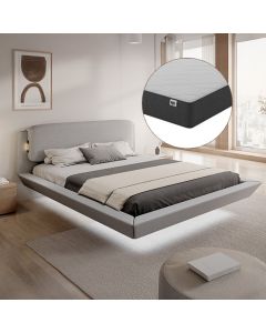 Lit double flottant Diana avec matelas en gris (160x200cm)