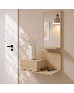 Meuble d'entrée avec tiroir et miroir Isabela couleur sonoma