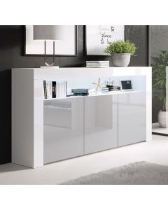 Buffet Salon modèle Aker couleur blanc et gris brillant