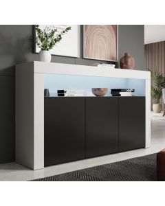Buffet Salon modèle Aker couleur blanc et noir mat
