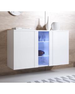 Buffet Salon modèle Luke A1 (120x70cm) couleur blanc brillant