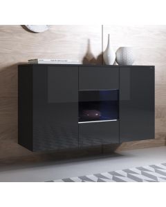 Buffet Salon modèle Luke A2 (120x70cm) couleur noir brillant